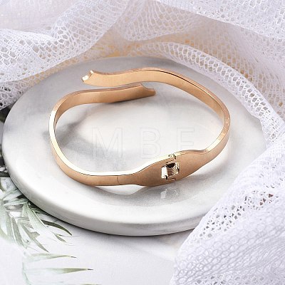 Ion Plating(IP) 304 Stainless Steel Hinged Bangles for Women BJEW-A011-22RG-1