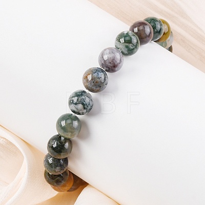 Natural Indian Agate Beaded Stretch Bracelets BJEW-I253-8mm-11-1