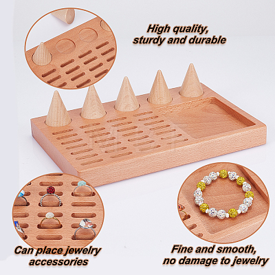 Wood Finger Ring Organizer Display Stands RDIS-WH0009-019-1