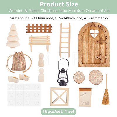 Wooden & Plastic Christmas Patio Miniature Ornament Set DIY-WH0021-62-1