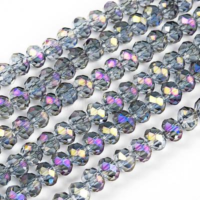 Electroplate Transparent Glass Beads Strands EGLA-A034-T6mm-G05-1