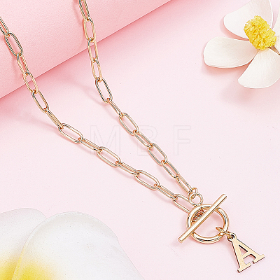 304 Stainless Steel Letter Pendant Necklaces NJEW-LP0001-52A-G-1