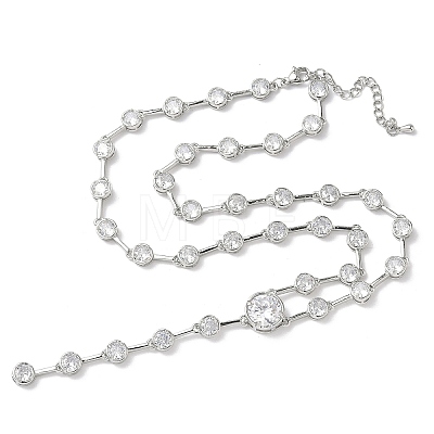 Brass Pave Clear Cubic Zirconia Y Necklaces NJEW-G183-06P-02-1