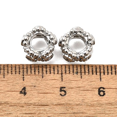 Brass Micro Pave Clear Cubic Zirconia Spacer Beads KK-S508-49P-1