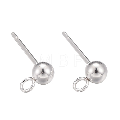 30Pcs 3 Size 304 Stainless Steel Ball Stud Earring Post STAS-LS0001-06S-1