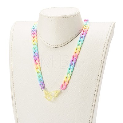Personalized Rainbow Acrylic Curb Chain Necklaces NJEW-JN03514-1