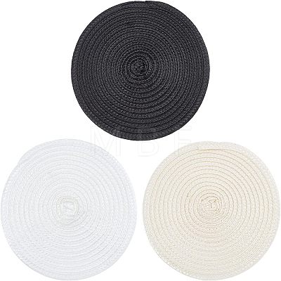 CHGCRAFT 3Pcs 3 Colors Polyester Imitation Straw Round Hat Base for Millinery AJEW-CA0002-79-1