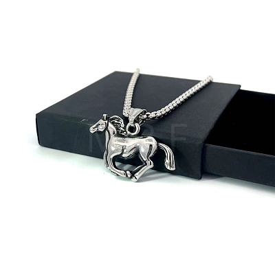 Stainless Steel Running Horse Pendant Necklaces for Men UC4254-1