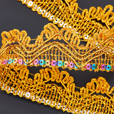 Sparkle Polyester Lace Ribbons OCOR-WH0080-16C-1
