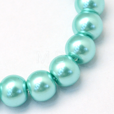 Baking Painted Pearlized Glass Pearl Round Bead Strands X-HY-Q330-8mm-65-1