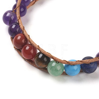 Natural Amethyst Cord Beaded Bracelets BJEW-E351-02E-1