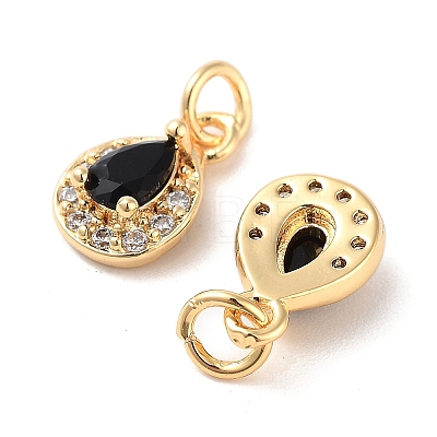 Brass Micro Pave Cubic Zirconia Charms KK-B102-01G-02-1