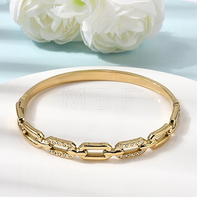 304 Stainless Steel Rhinestone Hinged Bangles for Women BJEW-B168-02A-G-1