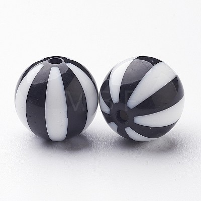 Colorful Stripe Chunky Bubblegum Acrylic Beads X-SACR-ZX010-9-1