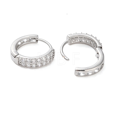 Brass Micro Pave Clear Cubic Zirconia Hoop Earrings EJEW-S234-04P-1