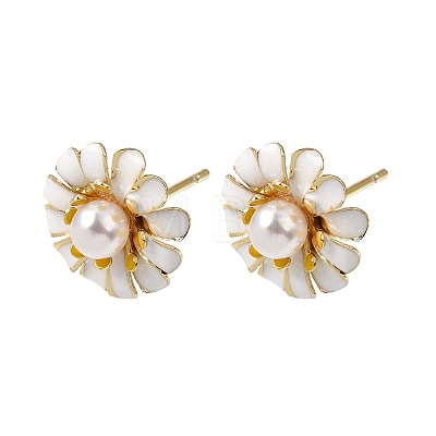 Brass Enamel Stud Earrings KK-CBA8324-27G-04-1