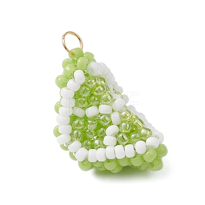 Glass Seed Beaded Fruit Pendants PALLOY-MZ00894-03-1