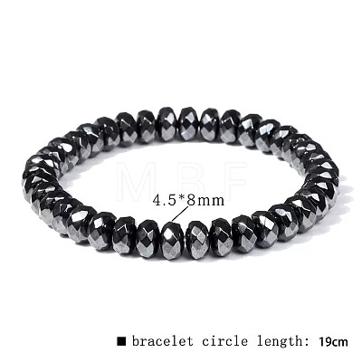 Synthetic Non-magnetic Hematite Beads Stretch Bracelets for Men RL7655-23-1
