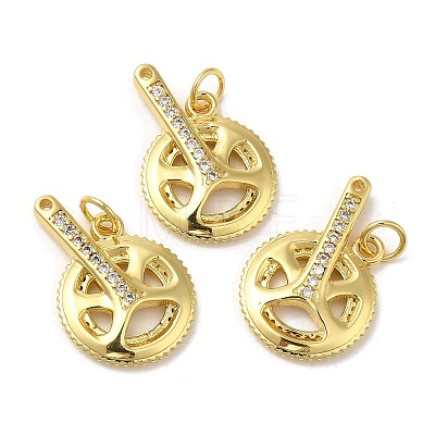 Rack Plating Brass Micro Pave Cubic Zirconia Pendants KK-C030-13G-1