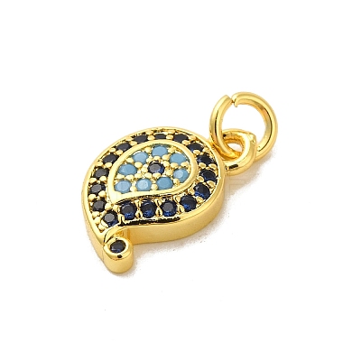 Real 18K Gold Plated Rack Plating Brass Micro Pave Cubic Zirconia Pendants Charms KK-S396-01H-1