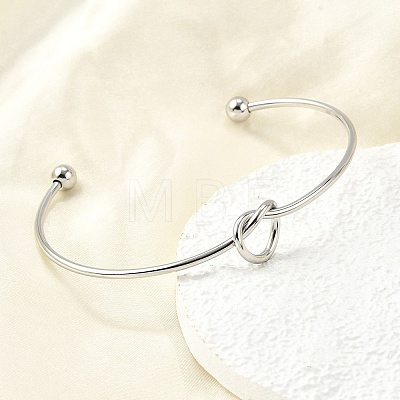 Heart 304 Stainless Steel Open Cuff Bangles BJEW-M113-01P-1