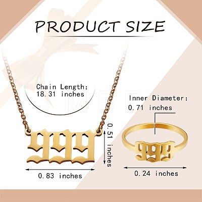 Angel Number Pendant Necklace & Open Cuff Ring JX203A-1