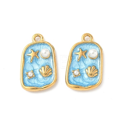 304 Stainless Steel Enamel Shell Shape Pendants STAS-I346-05G-01-1