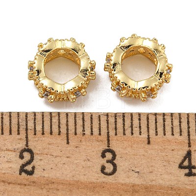 Rack Plating Brass Micro Pave Clear Cubic Zirconia Beads KK-U030-24G-1