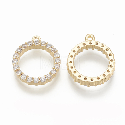 Brass Micro Pave Cubic Zirconia Charms ZIRC-Q014-014G-1