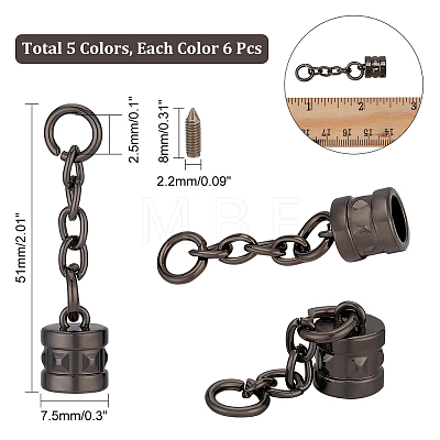 30 Sets 5 Colors Zinc Alloy Cord Ends FIND-CA0005-47-1