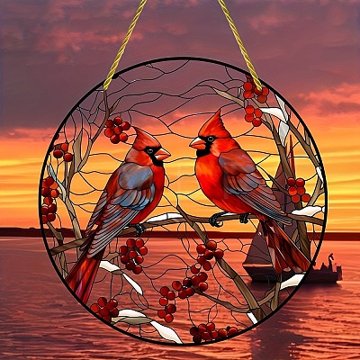 Cardinal Lovebirds Window Hanging Ornaments PW-WGA0D53-01-1