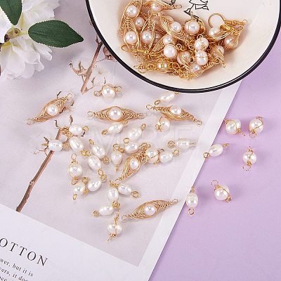 60Pcs 3 Style Natural Cultured Freshwater Pearl Beads Links Connectors FIND-SZ0001-95-1