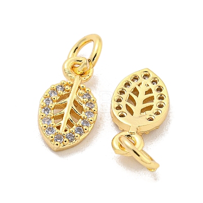 Brass Micro Pave Clear Cubic Zirconia Charms KK-Z044-25G-1