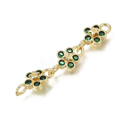 Brass Pave Cubic Zirconia Flower Connector Charms CU-E002-07G-03-1