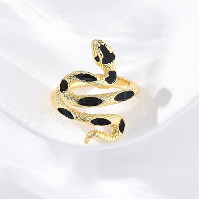 Brass Enamel Cuff Rings for Women RJEW-U043-17G-1