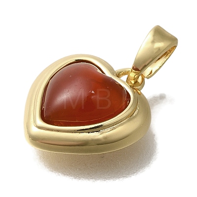 Natural Carnelian(Dyed & Heated) Heart Charms KK-K388-02G-1