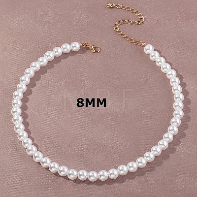 Plastic Imitation Pearl Round Beaded Necklaces for Women WGF0340-01-1