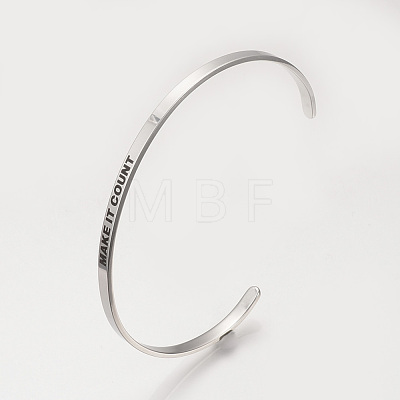 Tarnish Resistant 201 Stainless Steel Cuff Bangles BJEW-Q685-06-1