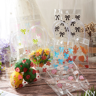 Rectangle Transparent Printed PVC Plastic Gift Tote Bags ABAG-TADJ0002-002E-1