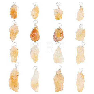 16Pcs Rough Raw Natural Citrine Pendants G-FG0001-08-1