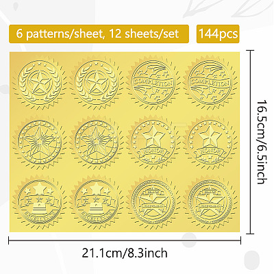 6 Patterns Aluminium-foil Paper Adhesive Embossed Stickers DIY-WH0451-011-1
