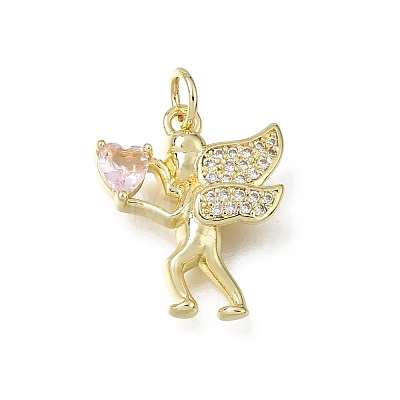 Brass Micro Pave Clear Cubic Zirconia Pendants CU-L001-14G-03-1