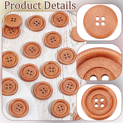 50Pcs Wood Buttons BUTT-GF0004-33-1