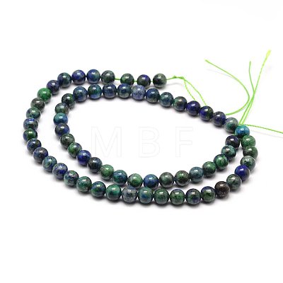 Natural Chrysocolla and Lapis Lazuli Beads Strands G-M279-08-6mm-1
