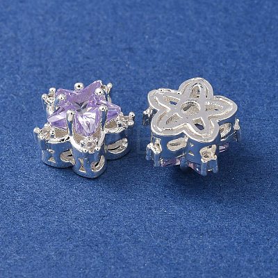 Brass Micro Pave Lilac Cubic Zirconia Beads CU-CBAEC99-28S-1
