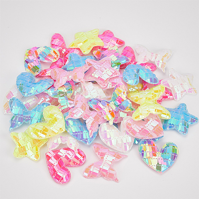 72Pcs 18 Style Fabric & Sequin Ornament  Accessories DIY-AR0002-23-1