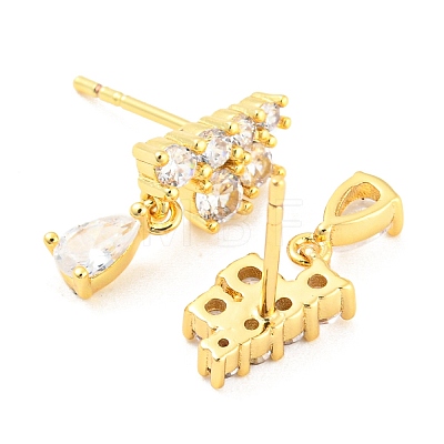 Rack Plating Brass Cubic Zirconia Grape Shape Dangle Stud Earrings EJEW-K245-47G-1