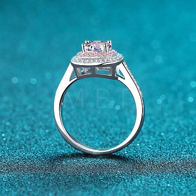 Rhodium Plated 925 Sterling Silver Micro Pave 6.5mm Cubic Zirconia Finger Rings for Women WGCD3AD-08-1