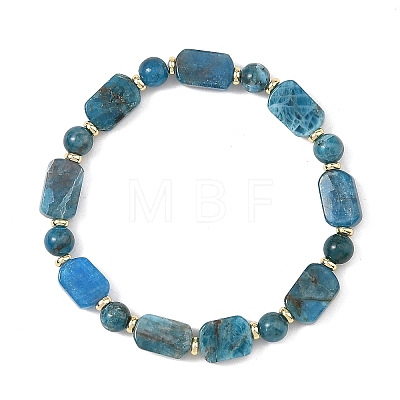 Natural Mixed Stone Rectangle and Round Beaded Stretch Bracelets BJEW-JB14493-1