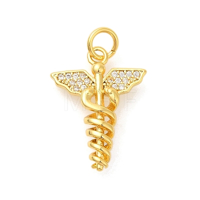 Rack Plating Brass Micro Pave Cubic Zirconia Pendants KK-S396-44G-1